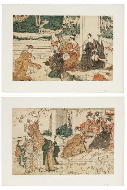 Toyokuni Utagawa (1769-1825) Yakusha sankai kyô Divertissement des acteurs au deuxième...