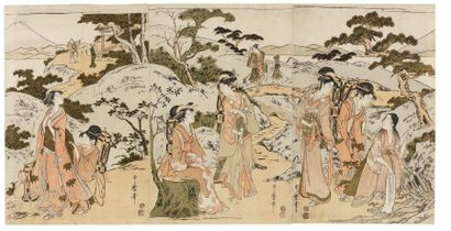 Utamaro Kitagawa (1753-1806) Mitate Oeyama Iri Yamabushi Sugata Bijin. Des beautés...