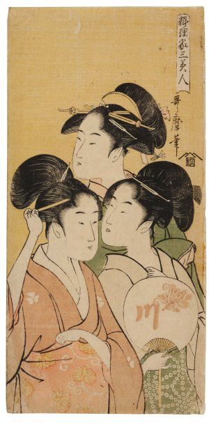 Utamaro Kitagawa (1753-1806) Ryoriya San bijin. Trois belles des restaurants Représentation...