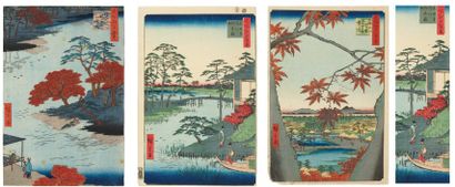 null Un lot de : a - Hiroshige Ando (1797-1858) Ukechin Akiba no Keidai. Dans le...