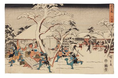 Hiroshige Ando (1797-1858) Chushingura, Le drame des 47 Ronins Suite complète de...