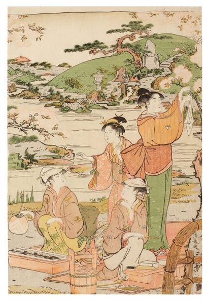 Kiyonaga Torii (1753-1815) Femmes près d'une rivière Plusieurs femmes piqueniquent...
