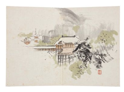 Shônen Suzuki (1849-1918) Album de dessins Album en accordéon de dessins à l'aquarelle...
