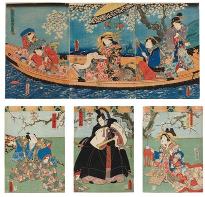 null Lot de : a - Kunisada Utagawa (1786-1864) Signé : Tokoyuni ga 1857, année du...