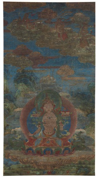 Anonyme Boddhisatva Peinture sur papier Fin XVIIIème ,Tibet, Nepal Format : H_117...