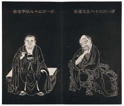 Anonyme 3 albums d'estampages des 500 Luohan. XIXème siècle, Chine Format : H_28,3...