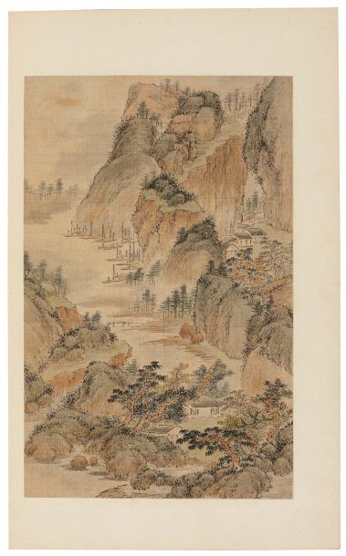 Anonyme Reproductions de célèbres peintures chinoises 11 peintures polychromes sur...