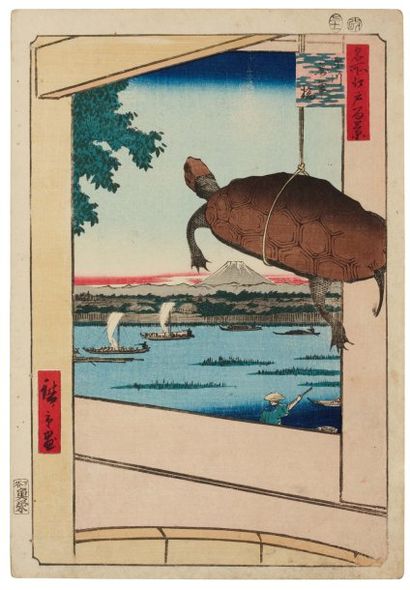 Hiroshige Ando (1797-1858) Fukagawa Mannenbashi Le pont Mannen sur la rivière Fuka...