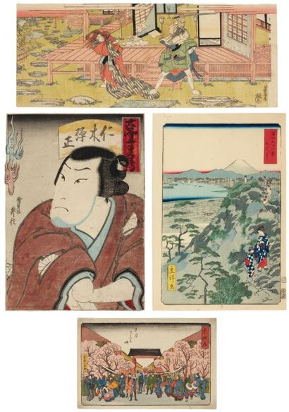 null Lot de : a - Eisen Ikeda Keisai (1790-1848) Chûshingura (7ème acte) De la Serie...