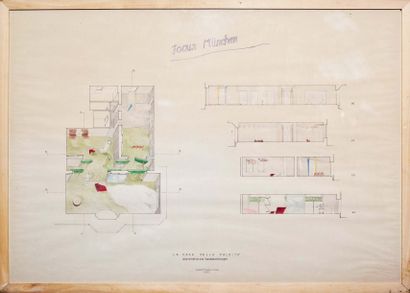 ROBERT MARIA STIEG (1946-1984) Projet Casa della Falsita. Encre sur papier 1982 H_104...