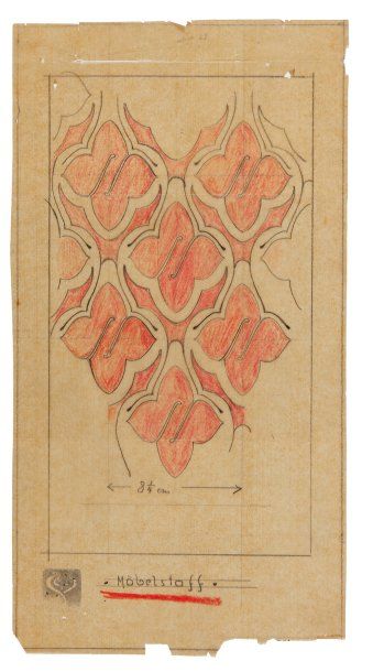 HENRY VAN DE VELDE (1863-1957) Projet de un tissu d'ameublement Dessin à la mine... Gazette Drouot