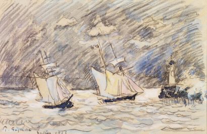 PAUL SIGNAC (1863-1935) Sables, 1913 Aquarelle et crayon sur papier. Signé, titré...