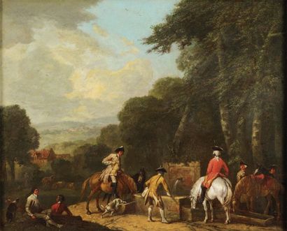 JAN PIETER VERDUSSEN (ANVERS VERS 1700-AVIGNON 1763) Le repos des cavaliers à la...