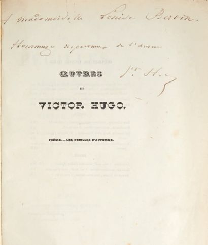HUGO, Victor 
Les Feuilles d'automne. Paris, Eugène Renduel, 1832.
Grand in-8 (239...