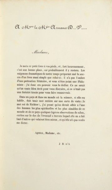 BARBEY D'AUREVILLY, Jules 
L'Amour impossible, chronique parisienne. Dédié à la marquise...