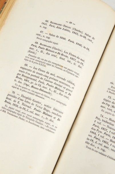 [BAUDELAIRE.] Charles ASSELINEAU 
Catalogue de la bibliothèque romantique de feu...