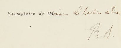 [BURTY, Philippe.] 
Pas de lendemain. Paris, chez l'Auteur (Impr. J. Claye), 1869.
In-8...