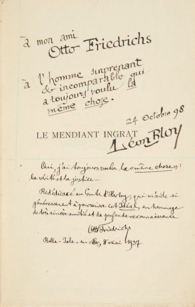 BLOY, Léon 
Le Mendiant ingrat. (Journal de l'Auteur. 1892-1895). Bruxelles, Edmond...