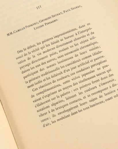 FÉNÉON, Félix 
Les Impressionnistes en 1886. Paris, Publications de La Vogue, 1886.
In-8...