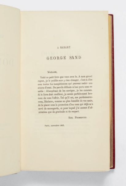 FROMENTIN, Eugène 
Dominique. Paris, Librairie de L. Hachette, 1863.
In-8 (208 x...
