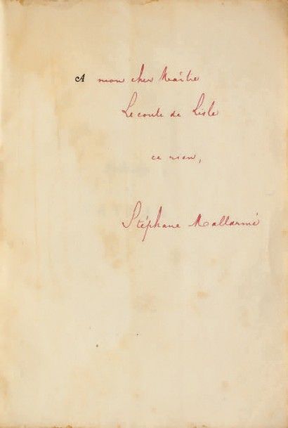 MALLARMÉ, Stéphane 
Préface à Vathek. Paris, chez l'Auteur [Imprimerie Jules-Guillaume...
