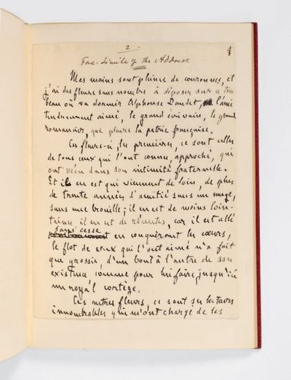 ZOLA, Émile 
[Alphonse Daudet.] Paris, 1897.
Manuscrit autographe in-4 (239 x 175...