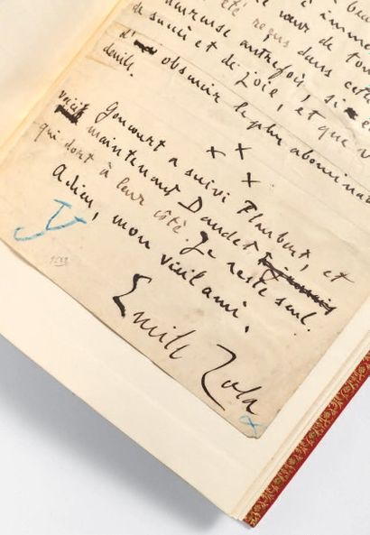 ZOLA, Émile 
Alphonse Daudet. Paris, 1897.
Manuscrit autographe signé “Émile Zola”...