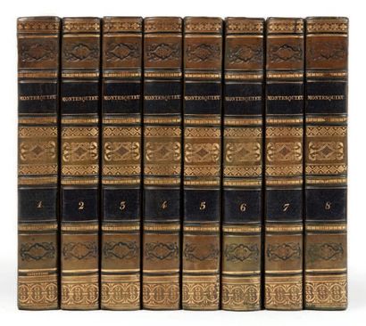 MONTESQUIEU, Charles de Les Oeuvres.
Paris, Lefèvre 1826.
8 volumes. Demi-reliure...