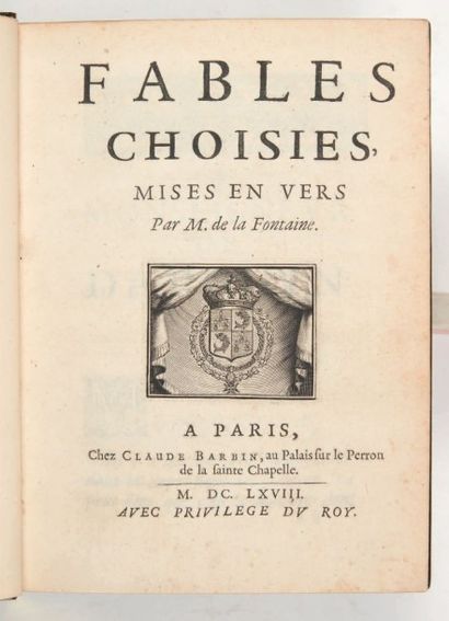LA FONTAINE (Jean de) Fables choisies, mises en vers. Paris, Claude Barbin, 1668.
In-4...