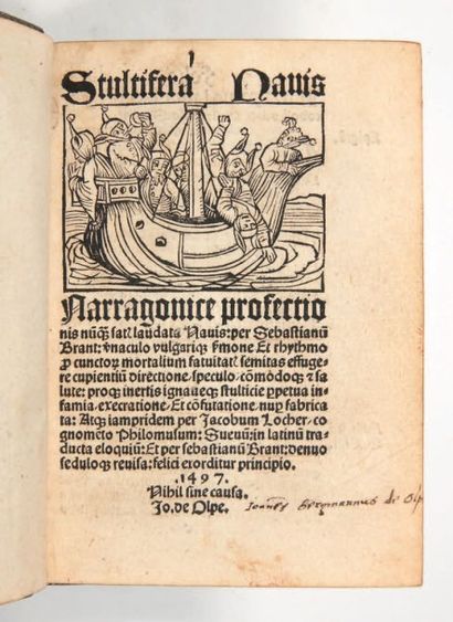 BRANDT (Sebastian) Stultifera navis. Augsbourg, Johannes Schönsperger, avril 1497.
Petit...