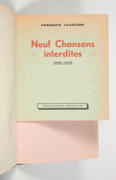 ARAGON (Louis) 3 Éditions clandestines.
3 plaquettes réunies dans un volume in-8,...