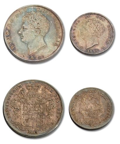 null Grande Bretagne
3 MONNAIES EN ARGENT:
George IV (1820-1830): demi couronne 1825...