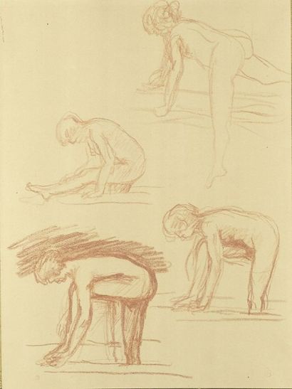 Pierre BONNARD (1867-1947) Quatre études de femme au bain
Dessin au crayon sanguine...