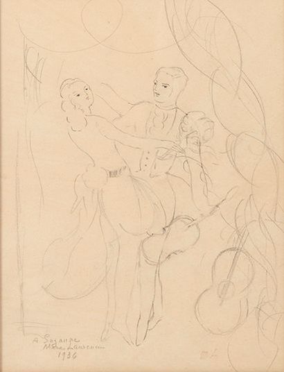 Marie LAURENCIN (1885-1956) La danse, 1936
Dessin au crayon sur papier.
Signé, dédicacé...