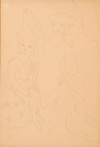 Marie LAURENCIN (1885-1956) Les demoiselles
Dessin au crayon sur papier.
Signé des...