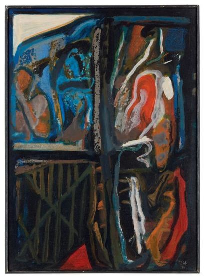 SAYED HAIDER RAZA (1922-2016) Fenêtre, 1971
Acrylique sur toile.
Signée et datée...