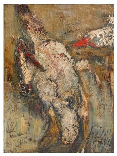 Paul REBEYROLLE (1926-2005) Composition à l'oiseau, 1948
Huile sur toile.
Signée...