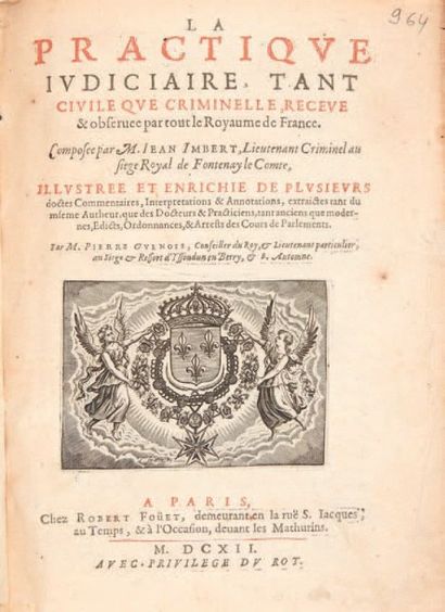 null [DROIT PÉNAL - ANCIEN RÉGIME].
Ensemble de 6 ouvrages. 1612-1789.
6 volumes.
-...