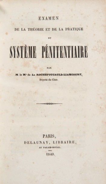 LA ROCHEFOUCAULD-LIANCOURT (Frédéric-Gaëtan de) Examen de la théorie et de la pratique...