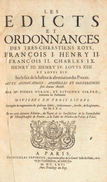 null [ORDONNANCE].
Les Edicts et ordonnances des tres-chrestiens roys, François I....