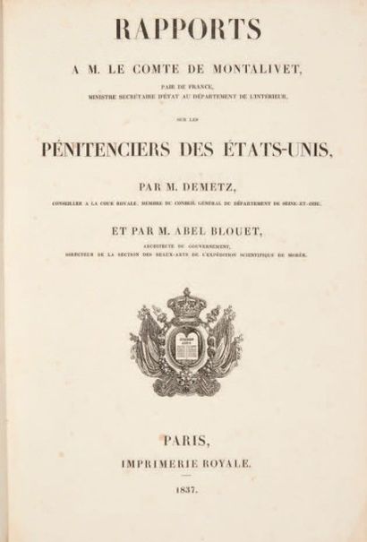null [PEINES ET PRISONS DES ÉTATS-UNIS].
Ensemble de 5 ouvrages. 1796-1837.
4 volumes...