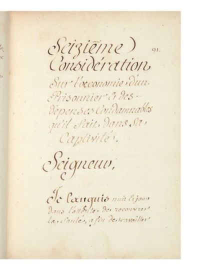 null [PRISONS].
Sentimens d'un vrai chrétien dans la captivité. 1741.
Manuscrit;...