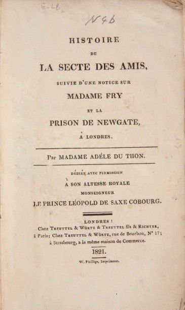 null [PRISONS D'EUROPE].
Ensemble de 3 ouvrages. 1821-1843.
3 volumes.
- DU THON...