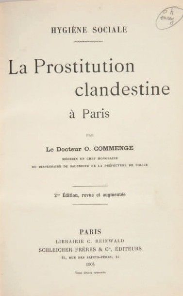 null [PROSTITUTION & MOEURS].
Ensemble de 10 ouvrages. 1841-1937.
9 volumes et une...