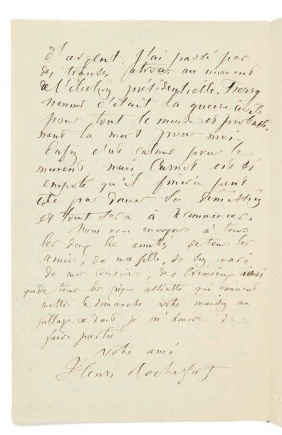 ROCHEFORT (Henri) journaliste, pamphlétaire et homme politique 22 Lettres autographes...