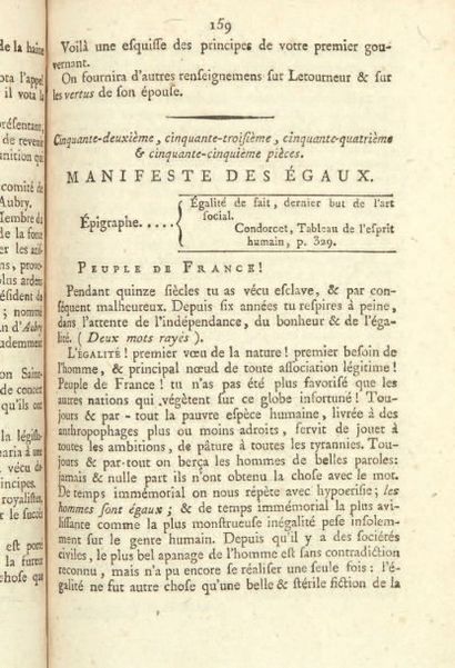 [BABEUF (François-Noël)] Réunion de pièces relatives à la conjuration des Égaux.
Ensemble...