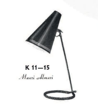 MAURI ALMARI Lampe de table orientable modèle «K 11-15»
Laiton, cuir cognac patiné...