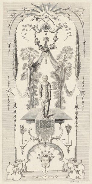 WATTEAU, Antoine Paravent de six feuilles Augsbourg, Johann Jacob Haid, [vers 1750]...