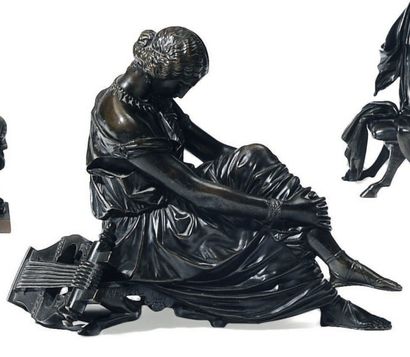 JEAN-JACQUES PRADIER (1792-1852) Sapho Bronze à patine brun noir nuancé. Fonte d'édition...