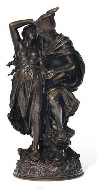 JEAN-LOUIS GREGOIRE (1840-1890) Persée et Andromède Bronze à patine brune. Fonte...